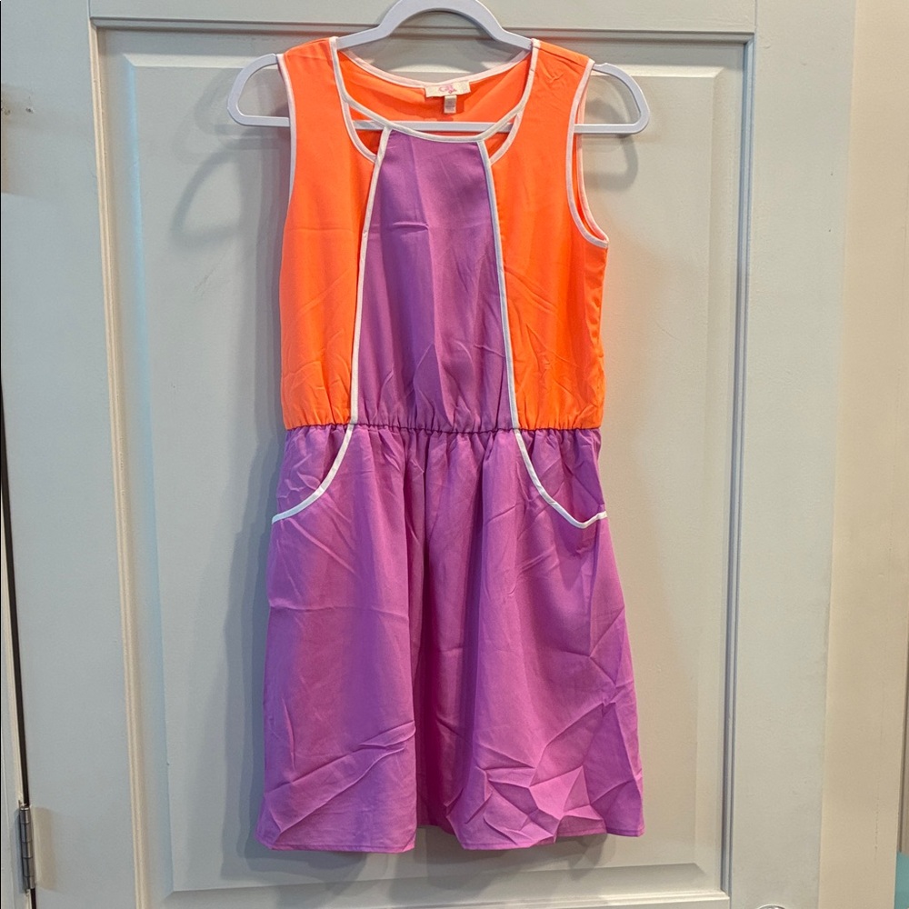 Orange and Purple Sleeveless Dress GB Girls XL / Women Size S/M